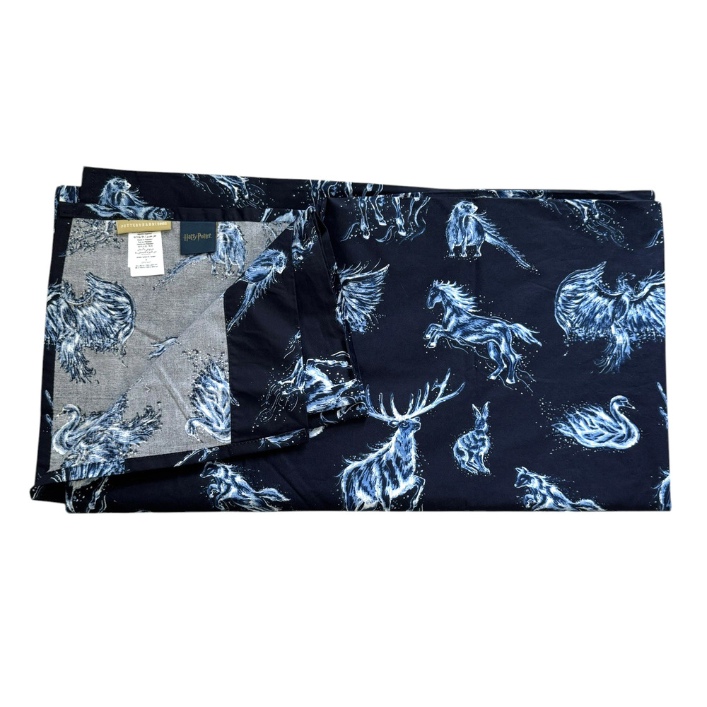 NEW Pottery Barn Harry Potter Glow In The Dark Patronus Organic Sheet QUEEN FLAT